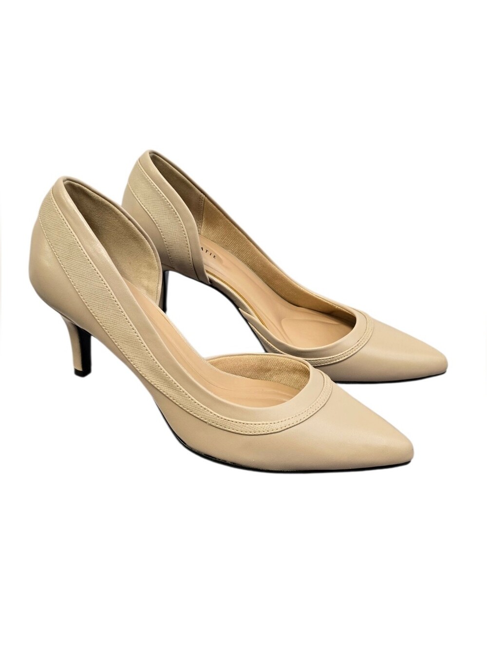 Kelly & Katie Nude Pointed-Toe Mid Heel Pumps